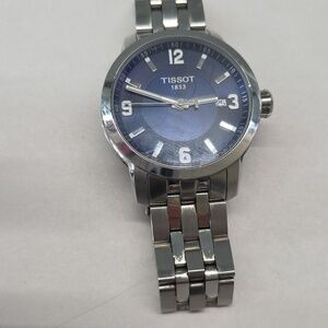 Tissot Men's Silver Stainless Steel Watch with Blue Dial (Read Description)